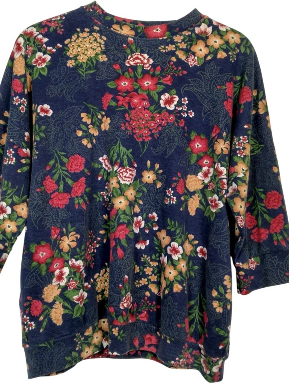 Vintage Large Skirt And Shirt Knit Outfit Set Blue Floral Cottagecore Soft USA - Picture 11 of 16
